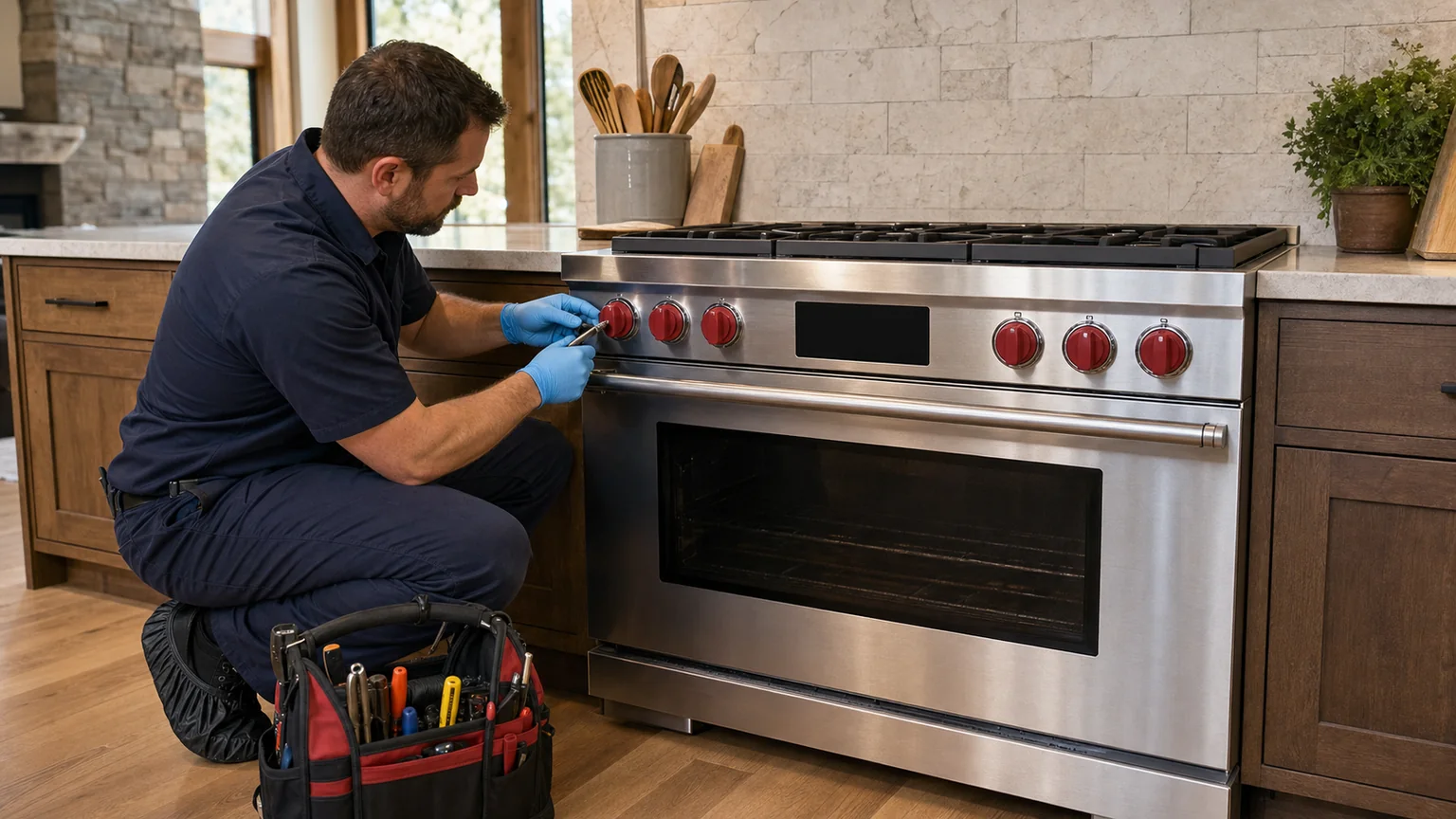 Premium kitchen range prepared for a professional diagnostic visit
