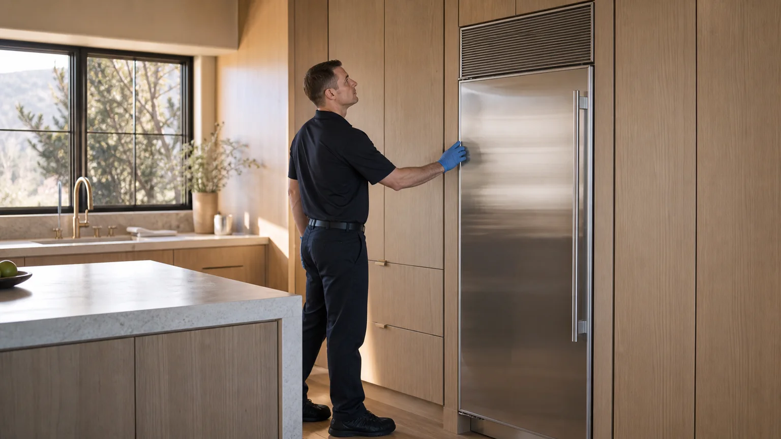Built-in refrigerator prepared for a professional diagnostic visit