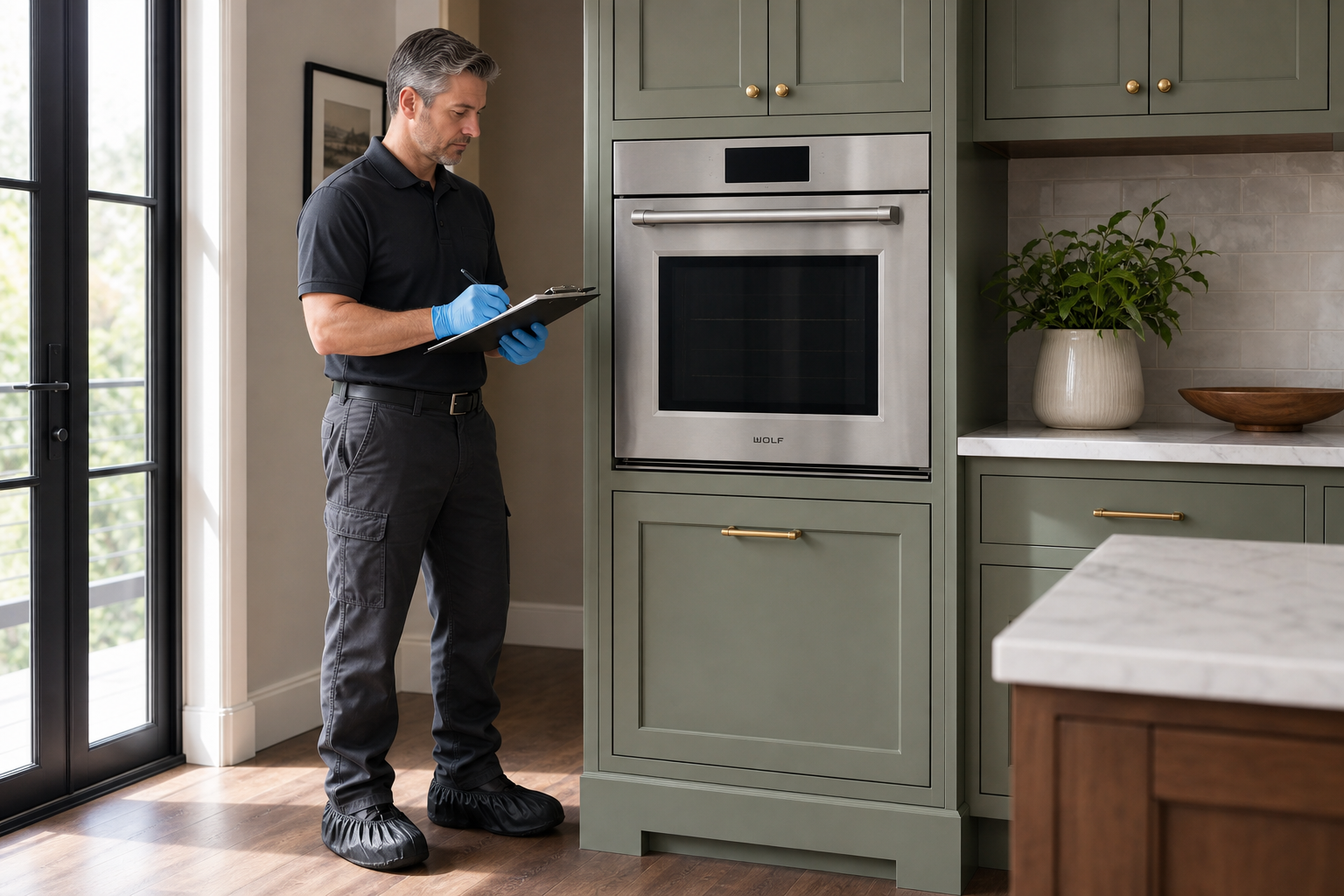 Built-in wall oven prepared for a professional diagnostic visit