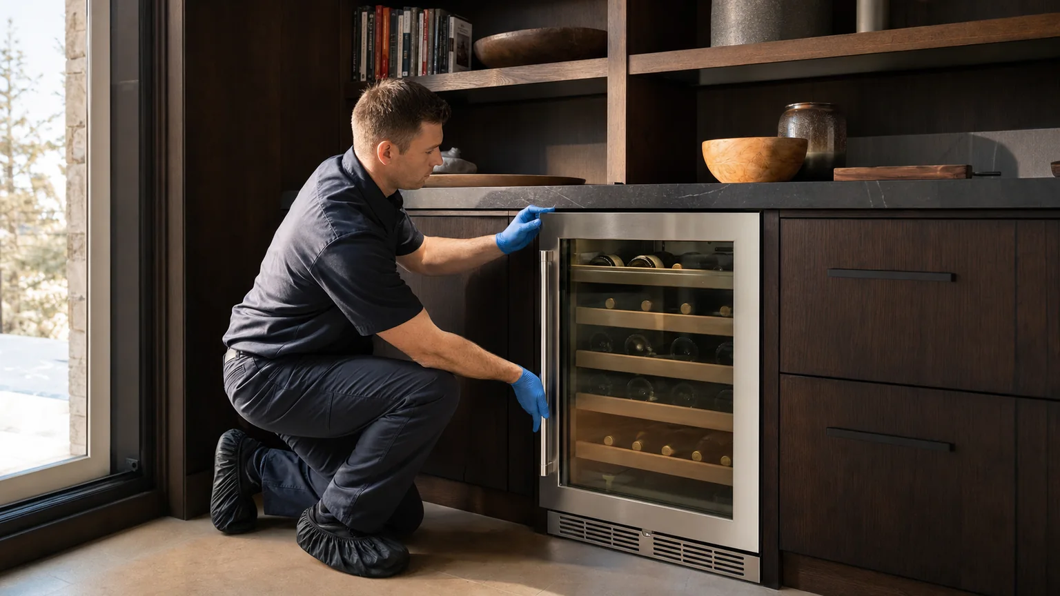 Built-in wine cooler prepared for a professional diagnostic visit
